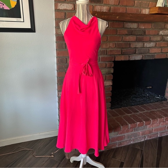 Amanda Uprichard Elondra Sleeveless Midi Dress in Electric Rouge Pink Sz XS - Picture 4 of 12